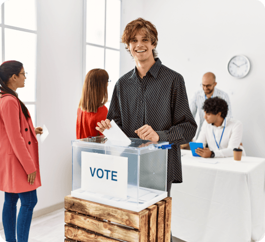 A person voting